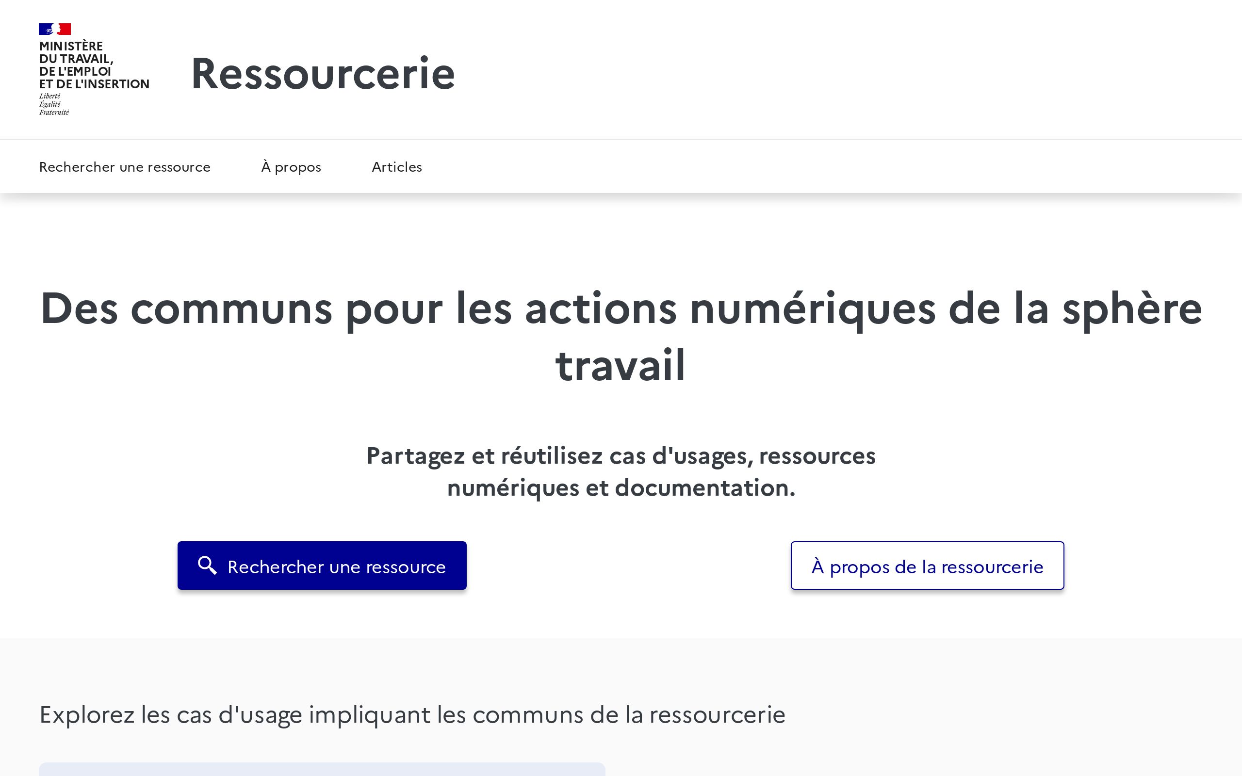 Copie d'écran de https://ressourcerie.fabrique.social.gouv.fr
