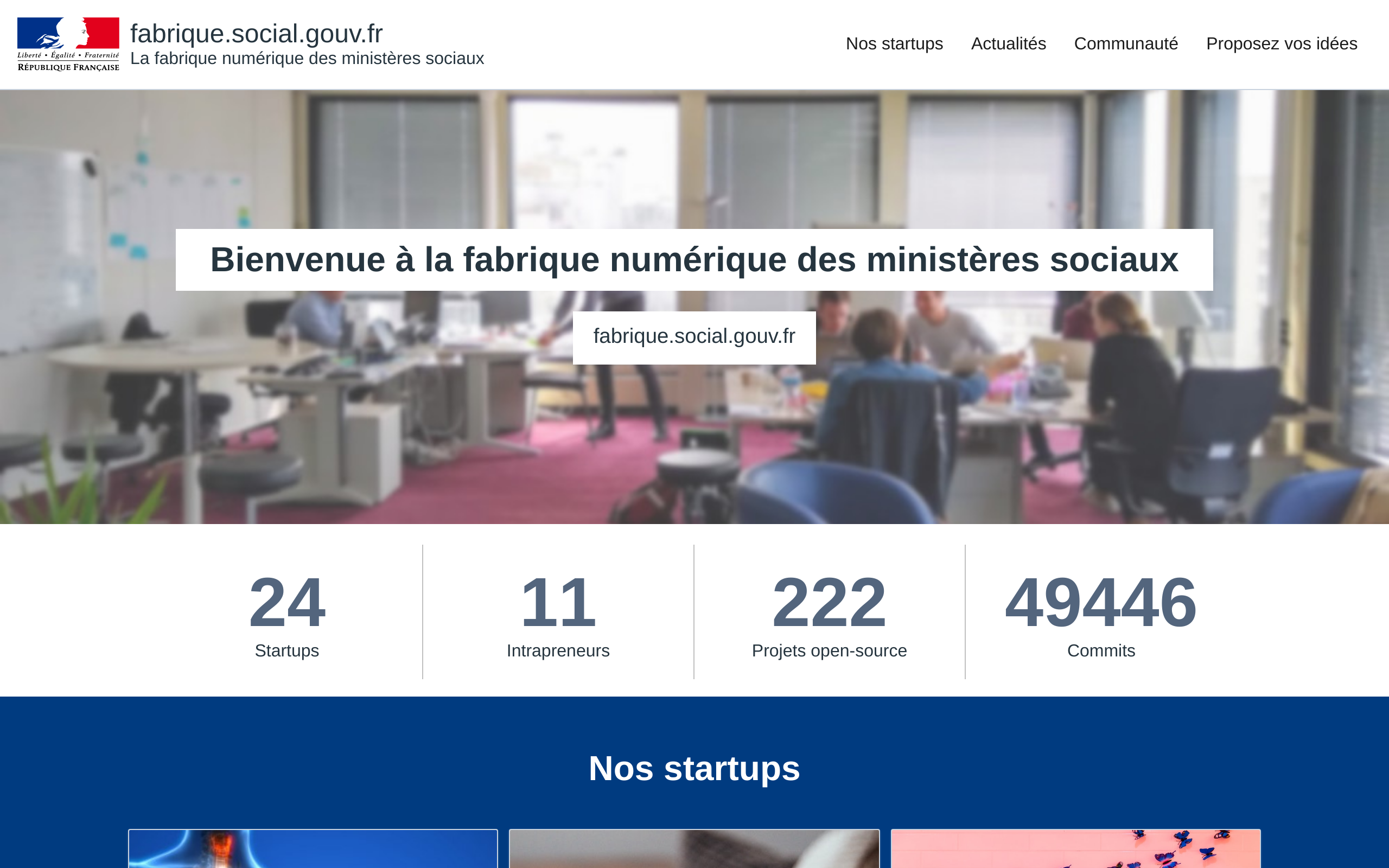 Copie d'écran de https://www.fabrique.social.gouv.fr