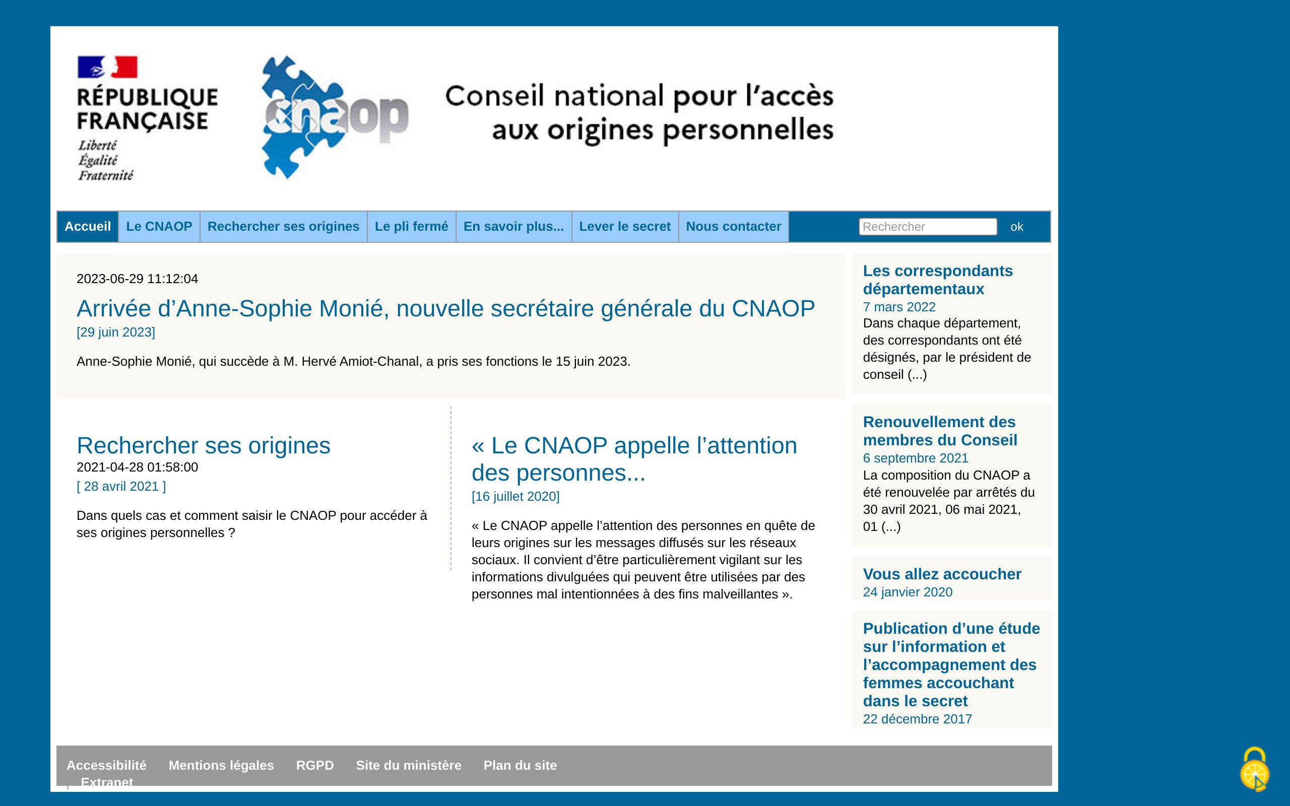 Copie d'écran de https://cnaop.gouv.fr