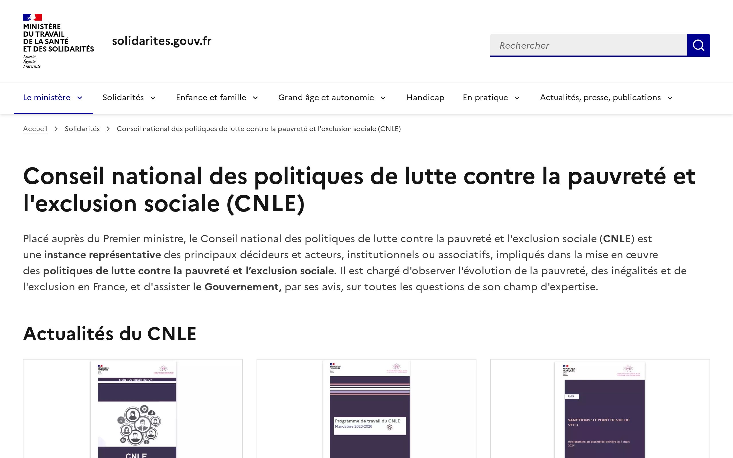 Copie d'écran de https://cnle.gouv.fr