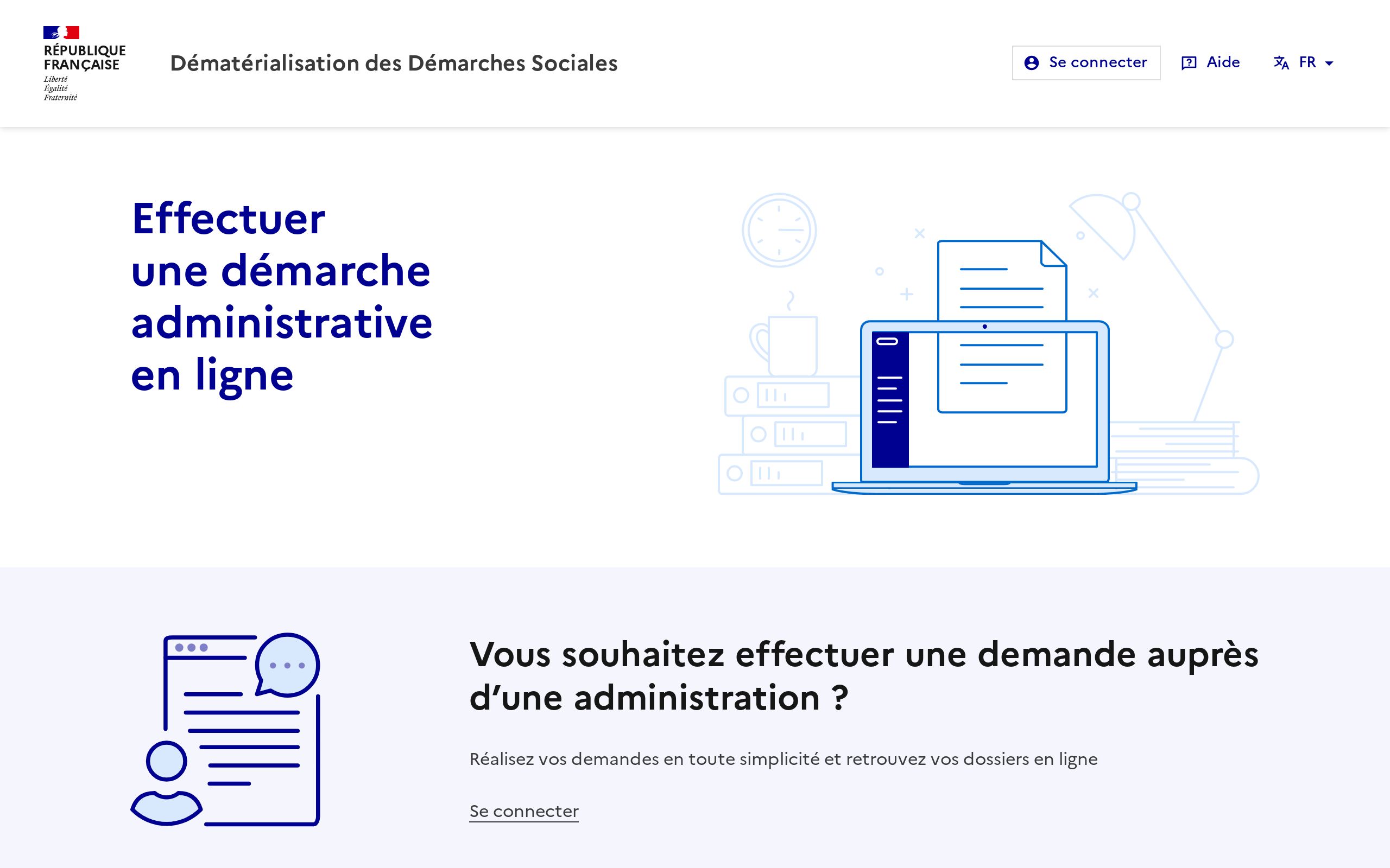 Copie d'écran de https://demat.social.gouv.fr