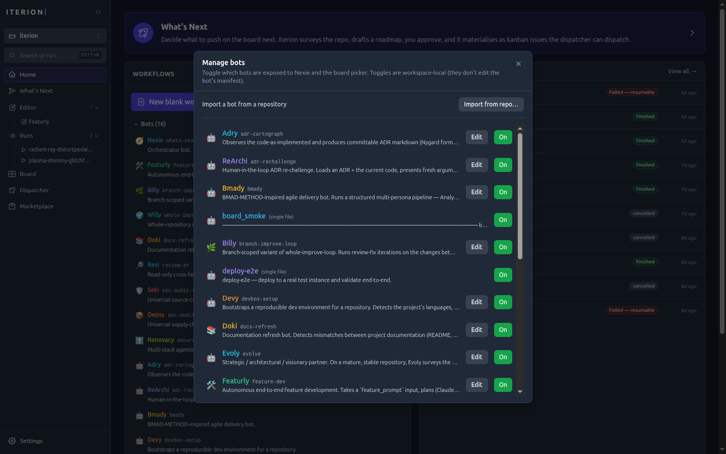 Studio bot catalog manager