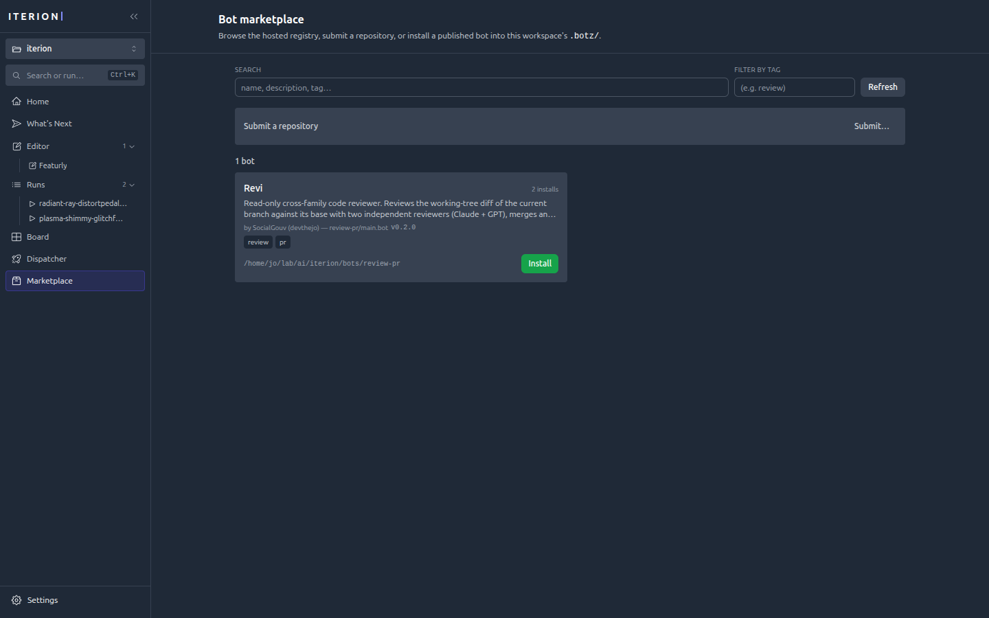 Studio bot marketplace